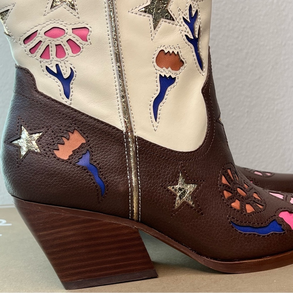 Dolce Vita Floral Cutout Western Cowboy Boots Heeled Leather 7.5 NWT - Picture 6 of 8